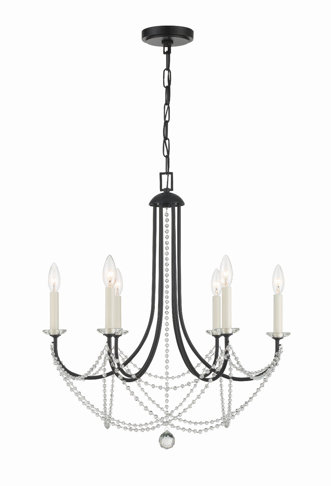 Crystorama Delilah 6 Light Aged Brass Chandelier