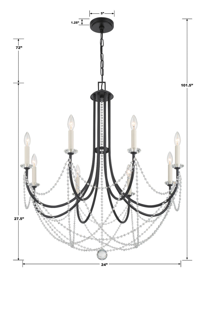 Crystorama Delilah 6 Light Aged Brass Chandelier