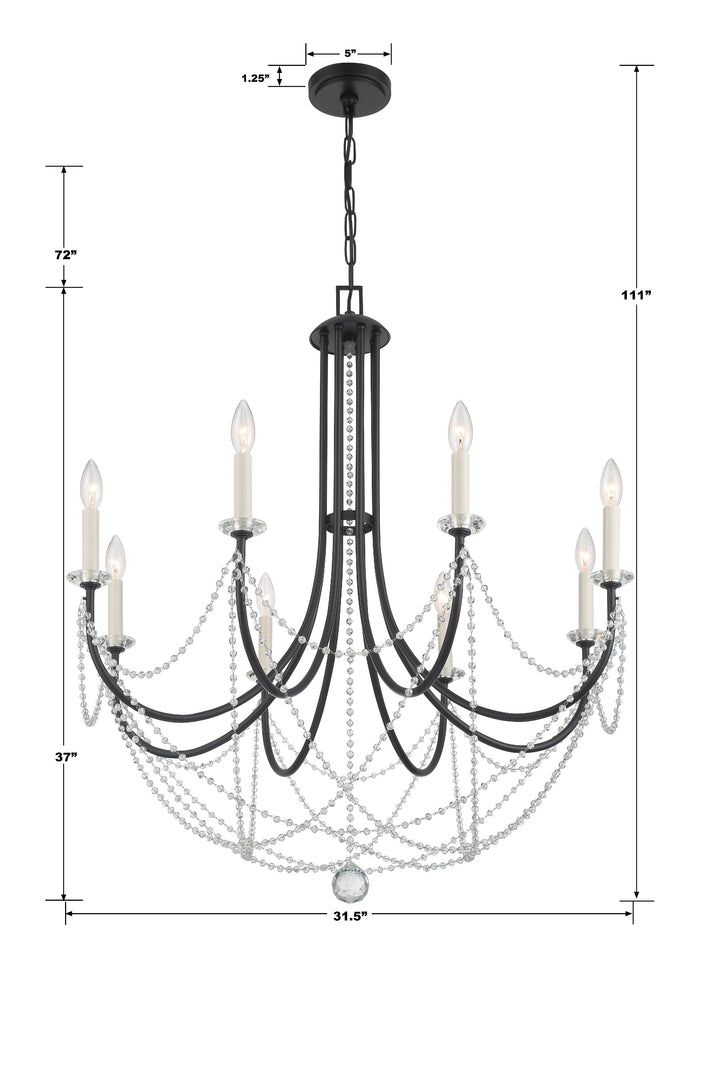 Crystorama Delilah 8 Light Aged Brass Chandelier