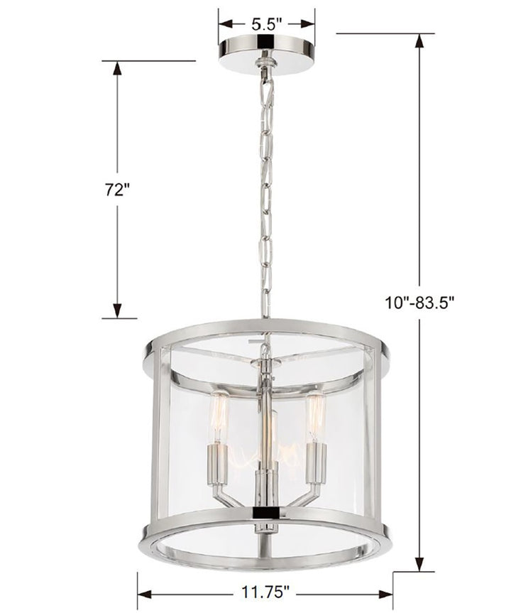 Crystorama Libby Langdon Devon 3 Light Polished Nickel Mini Chandelier