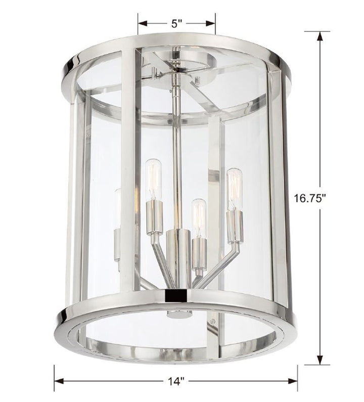 Crystorama Libby Langdon Devon 4 Light Polished Nickel Semi Flush Mount