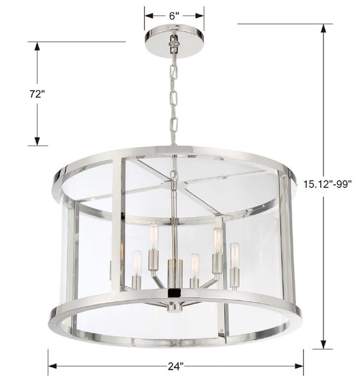 Crystorama Libby Langdon Devon 6 Light Polished Nickel Chandelier