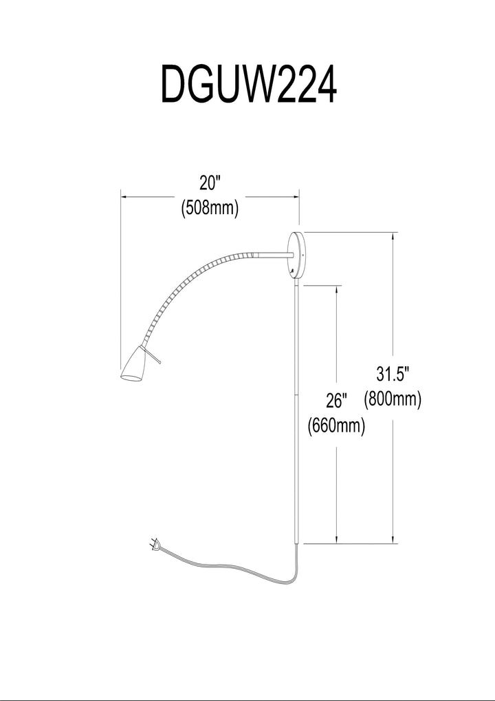 Dainolite 1 Light Halogen Wall Lamp, Matte Black