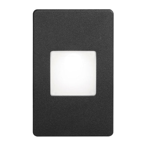 Dainolite 120VAC input, L125mmxW78mmxH37mm, 2700K, 3.3W IP65, Black Wall LED Light with White Lens.