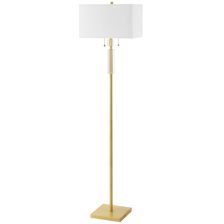 Dainolite 2 Light Incandescent Floor Lamp Aged Brass with White Shade