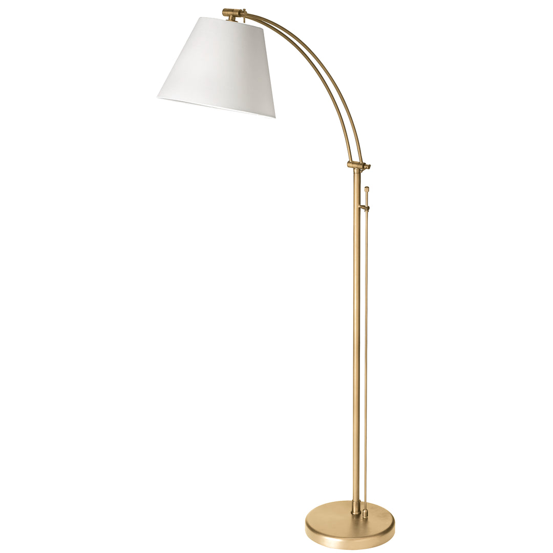 Dainolite 1 Light Incandescent Adjustable Floor Lamp, Aged Brass with White Shade