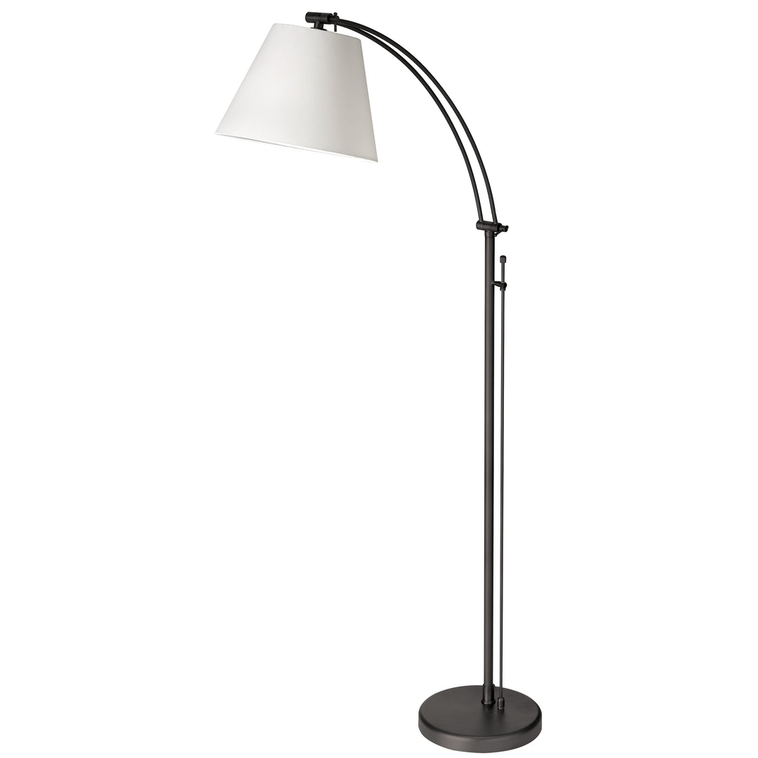 Dainolite 1 Light Incandescent Adjustable Floor Lamp, Aged Brass with White Shade