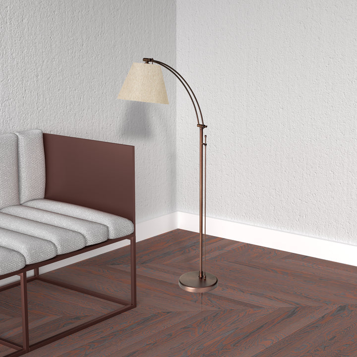 Dainolite 1 Light Incandescent Adjustable Floor Lamp, Aged Brass with White Shade