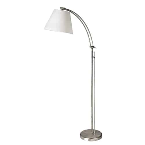 Dainolite 1 Light Incandescent Adjustable Floor Lamp, Aged Brass with White Shade