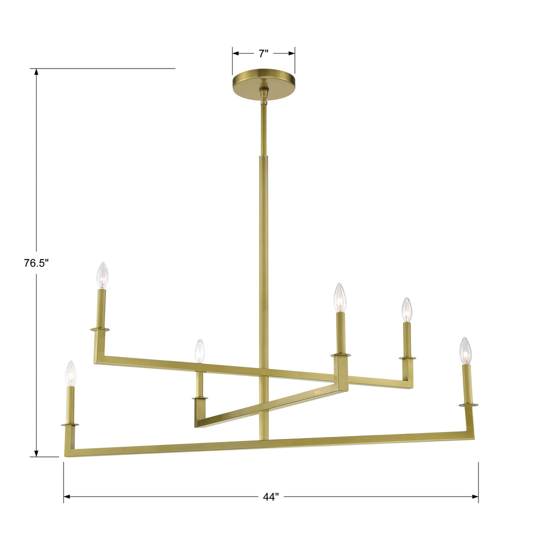 Crystorama Dante 6 Light Aged Brass Chandelier