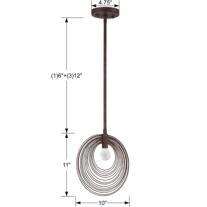 Crystorama Doral 1 Light Forged Bronze Mini Pendant