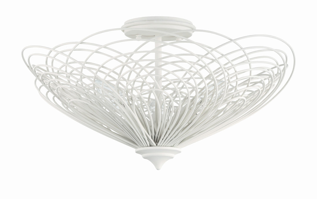 Crystorama Doral 3 Light Matte White Semi Flush Mount