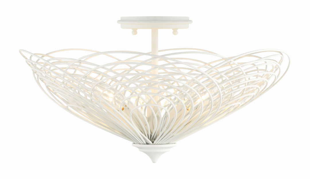 Crystorama Doral 3 Light Matte White Semi Flush Mount