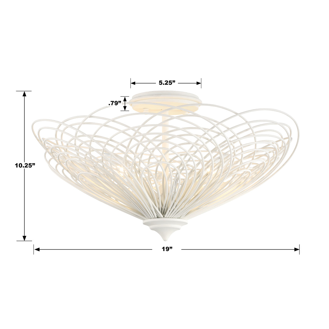 Crystorama Doral 3 Light Matte White Semi Flush Mount