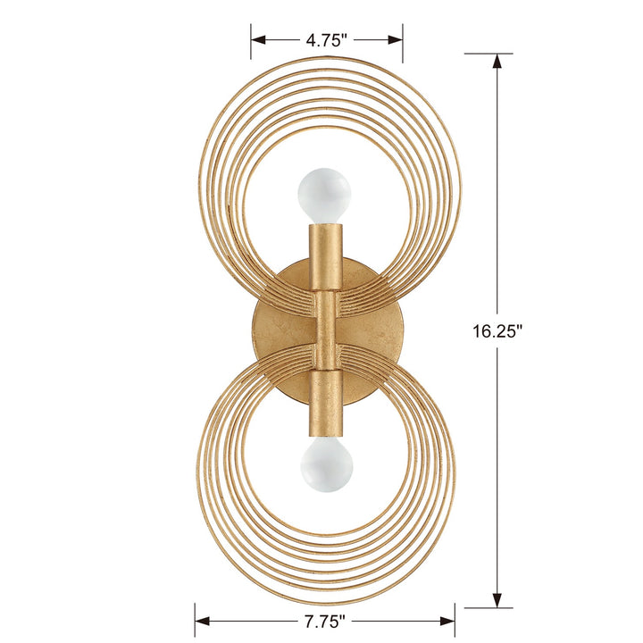 Crystorama Doral 2 Light Renaissance Gold Sconce