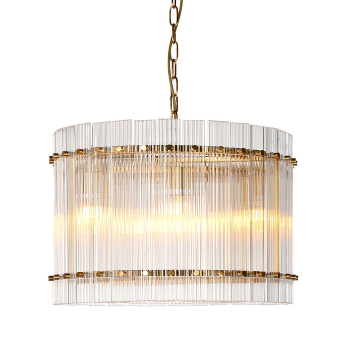 Ivy 21" Diameter Glass and High Polish Brass Hanging Chandelier Lamp