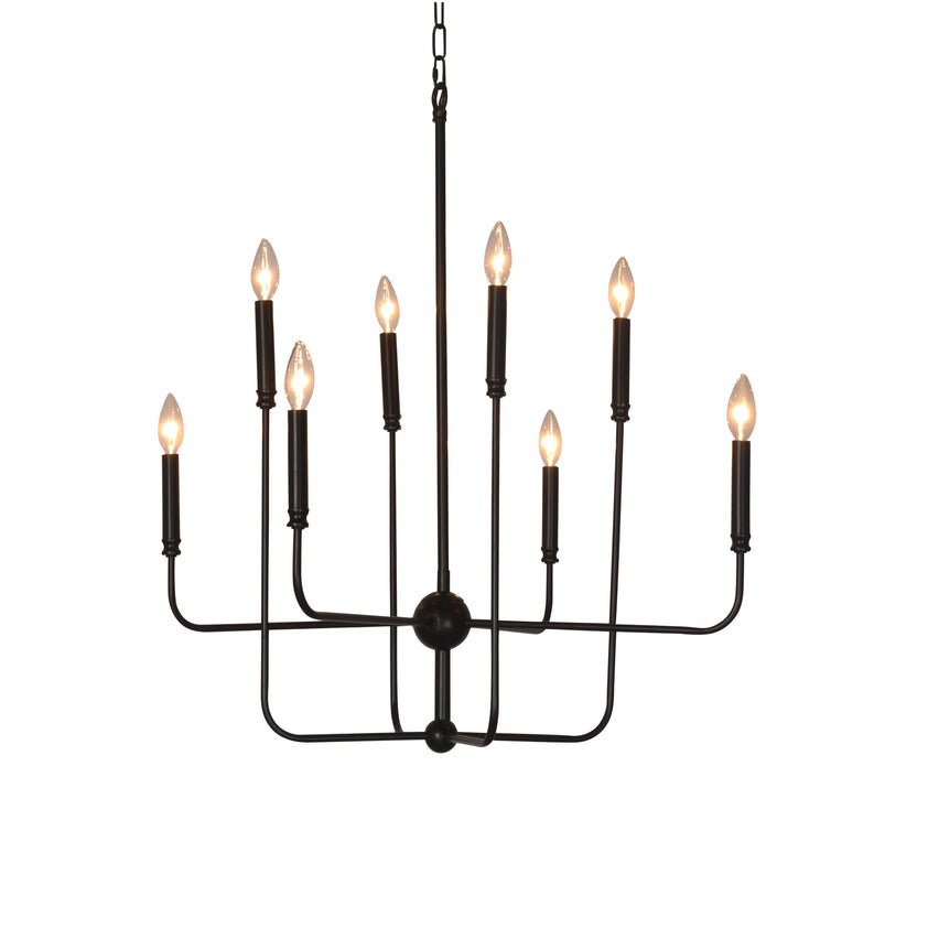 Ashton Modern Tiered Chandelier Finished in Matte Black