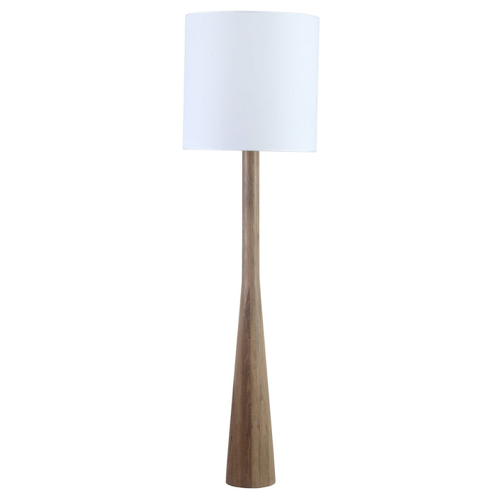 Dalin 70" Tall Modern Oak Carved Floor Lamp with White Drum Shade