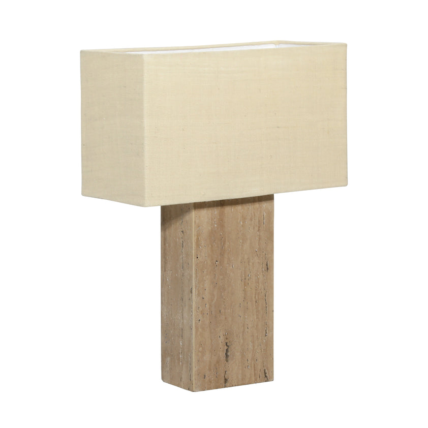 May Table Lamp Travertine Stone and Jute Shade - Natural