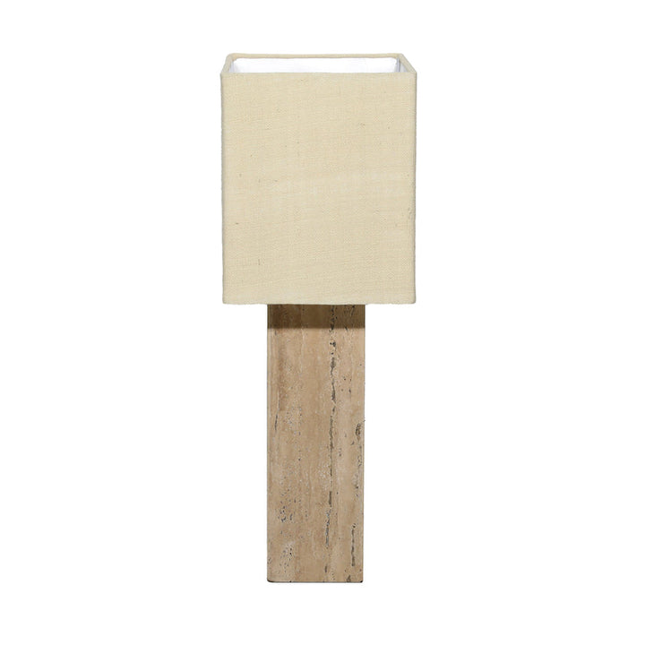 May Table Lamp Travertine Stone and Jute Shade - Natural