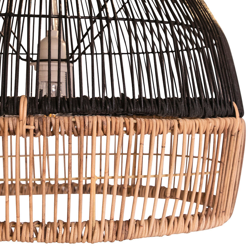 Grace Natural Woven Two-Tone Rattan Lamp Shade in Black and Natural