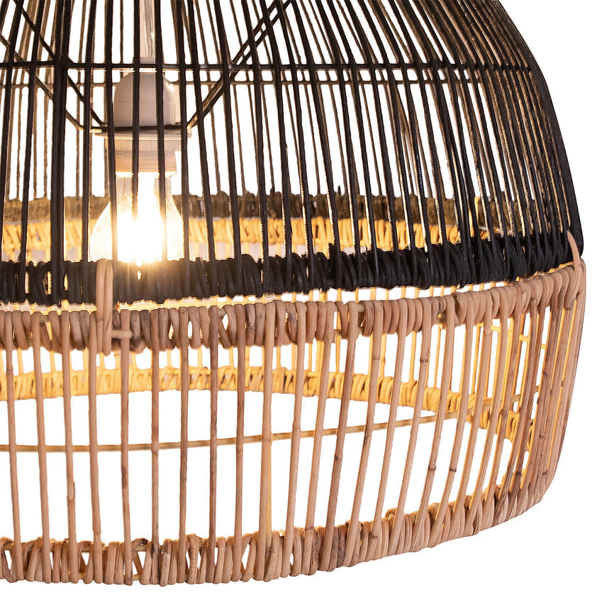 Grace Natural Woven Two-Tone Rattan Lamp Shade in Black and Natural