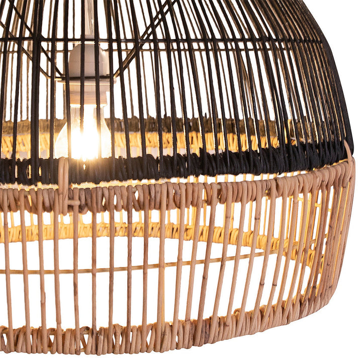 Grace Natural Woven Two-Tone Rattan Lamp Shade in Black and Natural