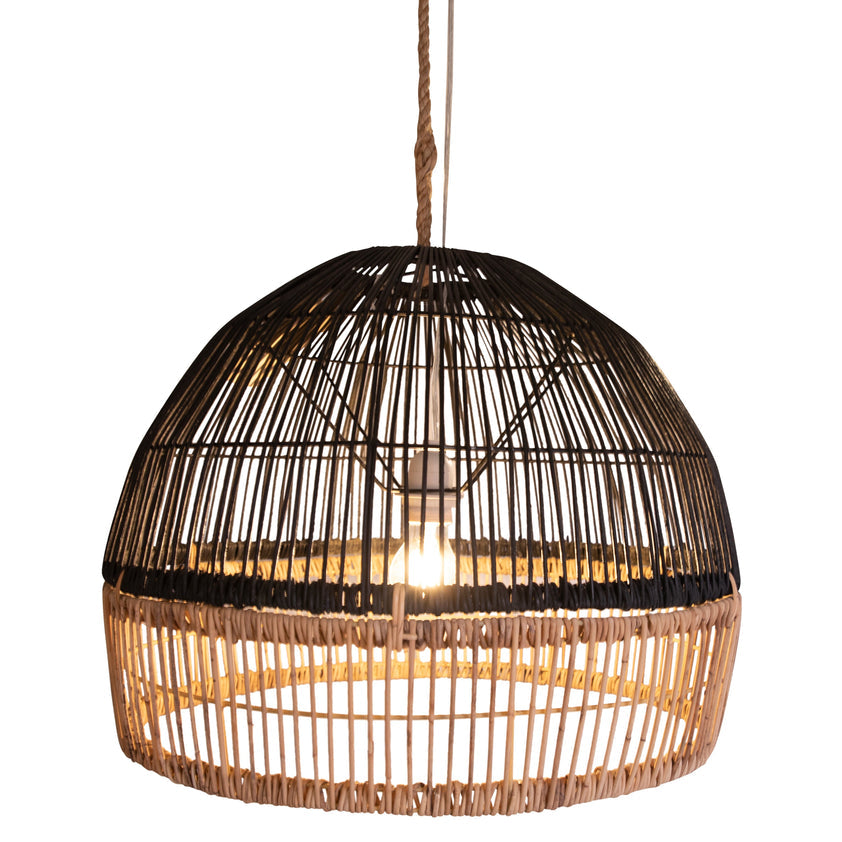 Grace Natural Woven Two-Tone Rattan Lamp Shade in Black and Natural