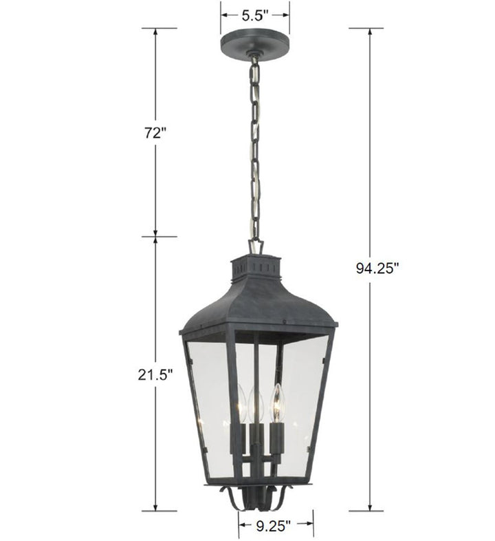 Crystorama Dumont 3 Light Graphite Outdoor Pendant