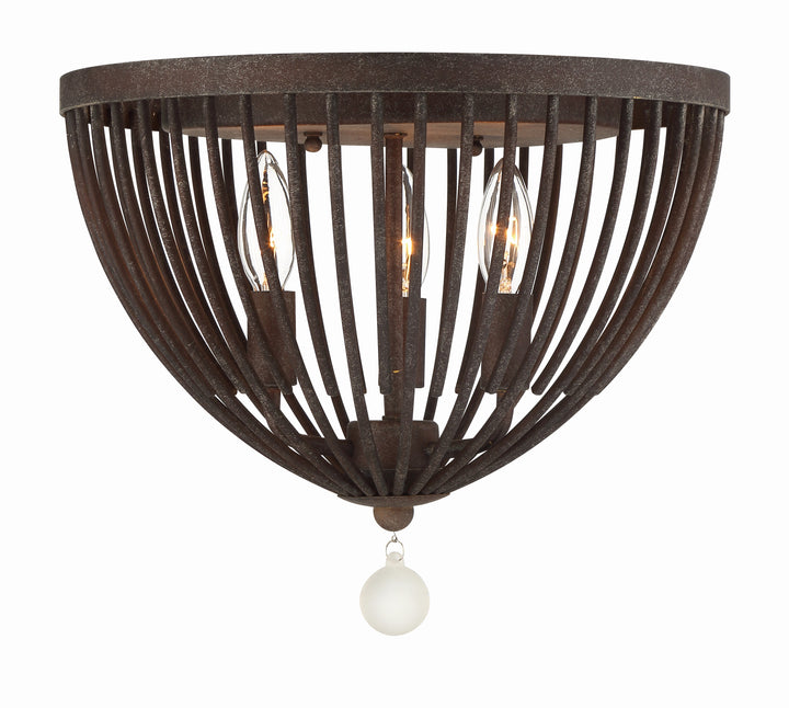 Crystorama Duval 3 Light Forged Bronze Flush Mount