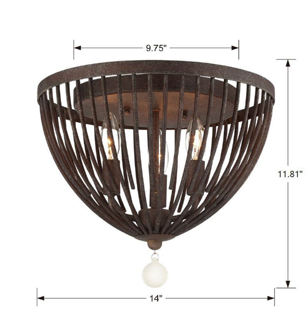 Crystorama Duval 3 Light Forged Bronze Flush Mount