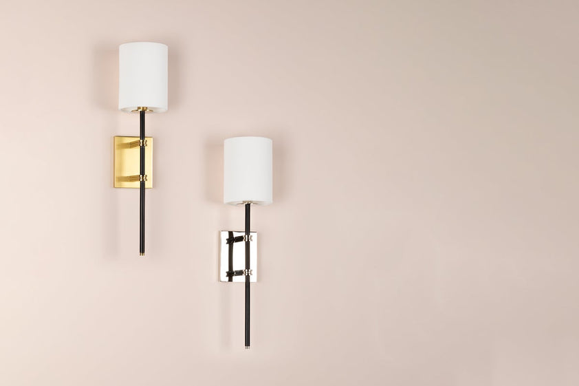 Denise Wall Sconce, Polished Nickel & Black