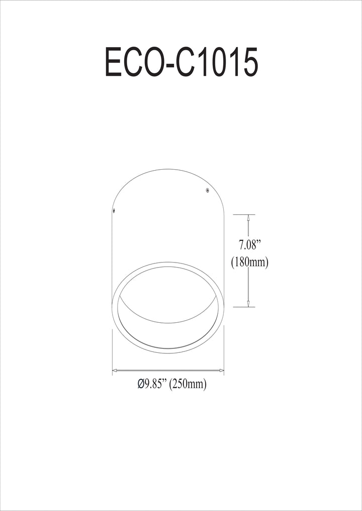 Dainolite 15W Flush Mount, Matte Black with White Diffuser