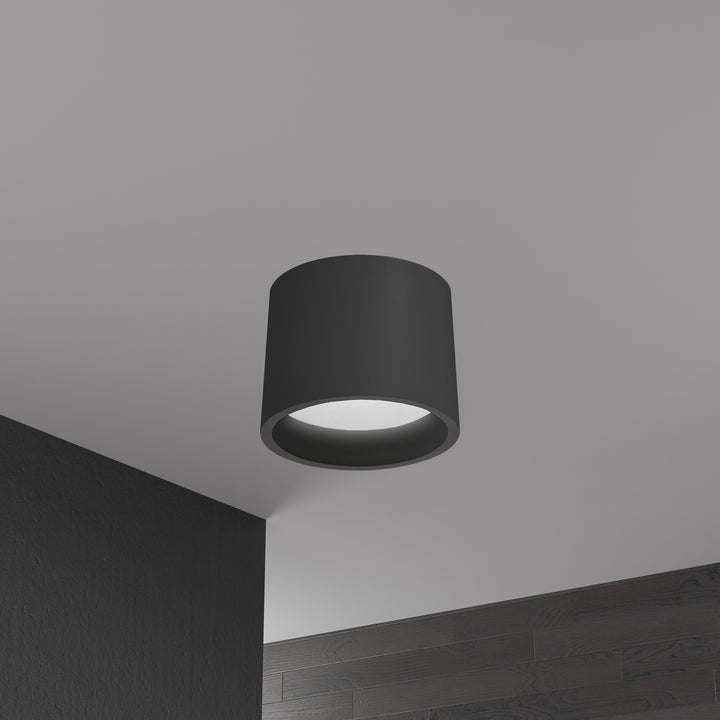 Dainolite 15W Flush Mount, Matte Black with White Diffuser