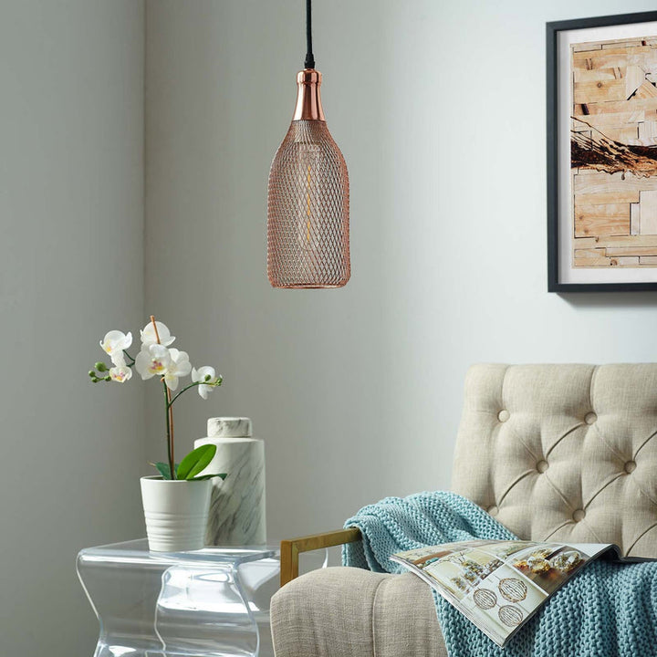 Glimmer Bottle-Shaped Rose Gold Pendant Light