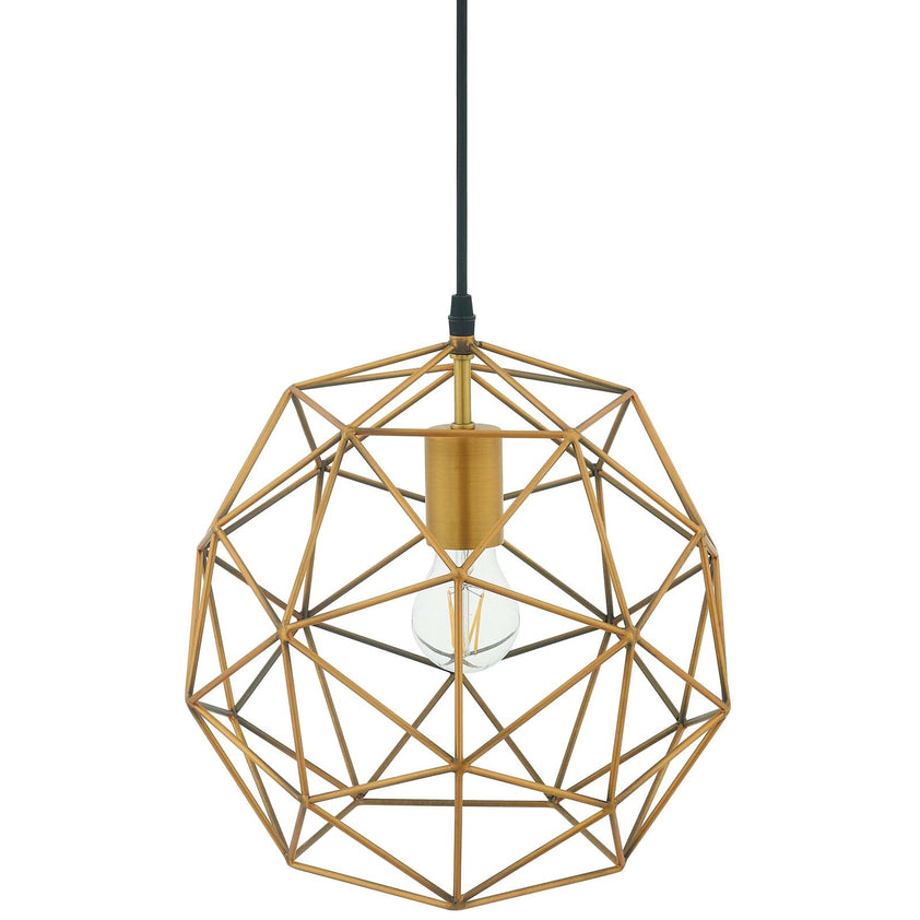 Rarity Geometric Decagon-Shaped Brass Pendant Light