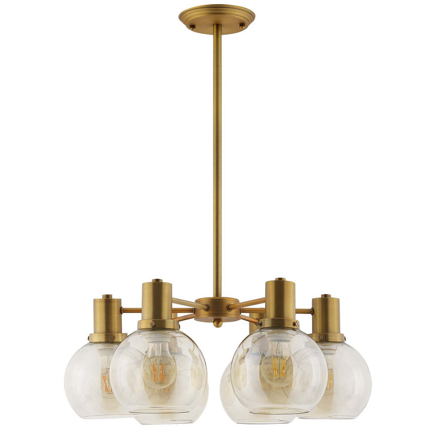 Resound Amber Glass And Brass Pendant Chandelier