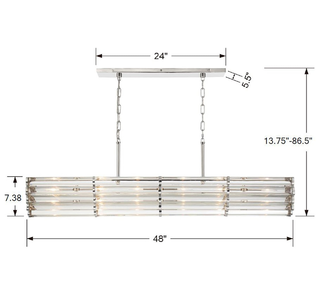 Crystorama Libby Langdon Elliot 6 Light Polished Nickel Linear Chandelier