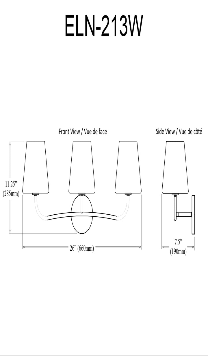 Dainolite 3 Light Incandescent Vanity Aged Brass with Clear Hammered Glass