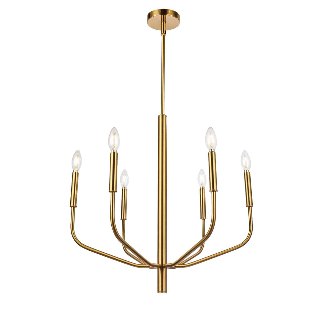 Dainolite 6 Light Incandescent Chandelier, Aged Brass