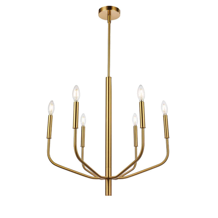 Dainolite 6 Light Incandescent Chandelier, Aged Brass