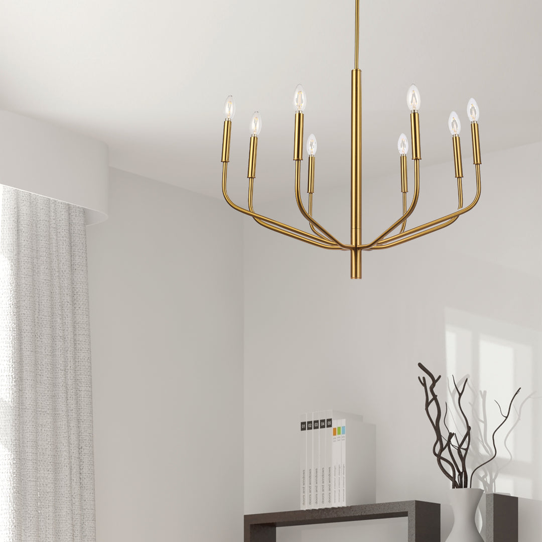 Dainolite 8 Light Incandescent Chandelier, Aged Brass