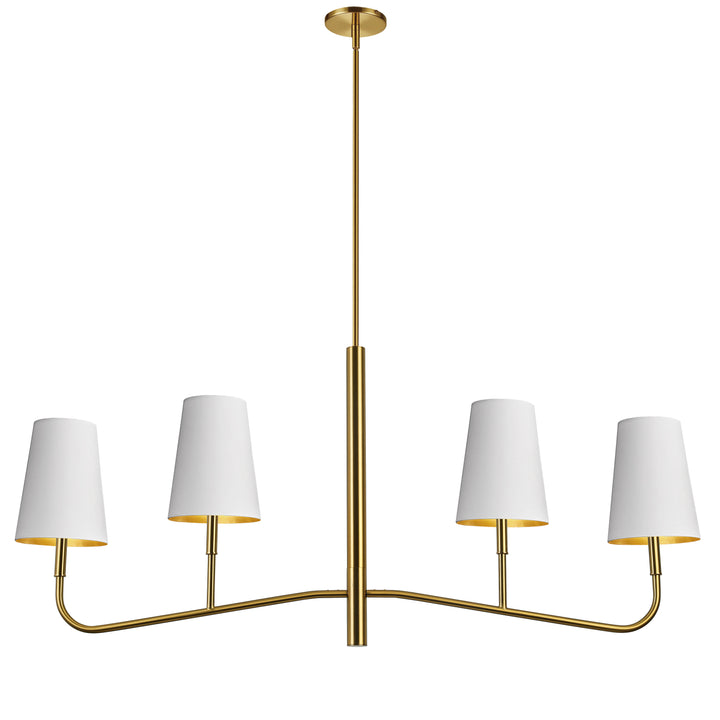 Dainolite 4 Light Incandescent Horizontal Chandelier Aged Brass with Black Shades