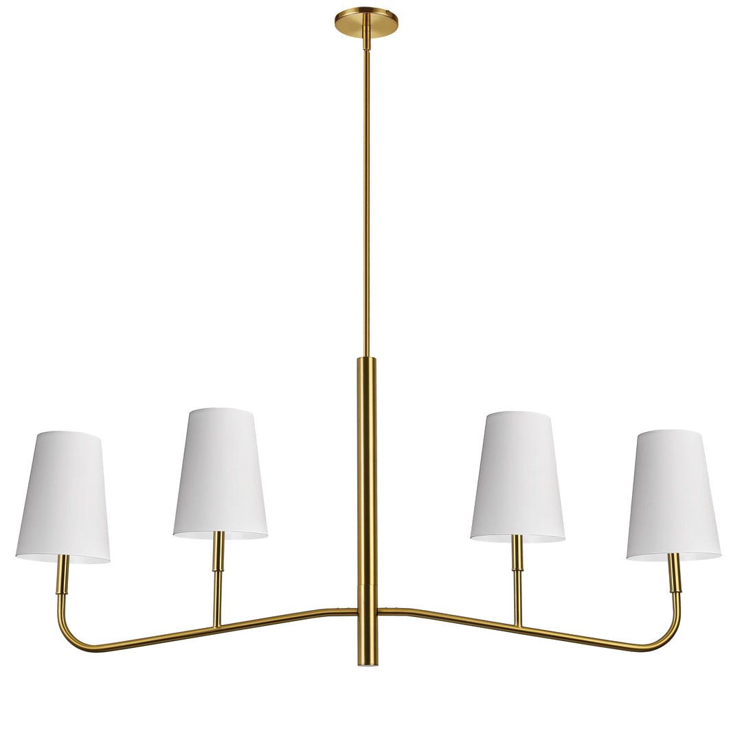 Dainolite 4 Light Incandescent Horizontal Chandelier Aged Brass with Black Shades