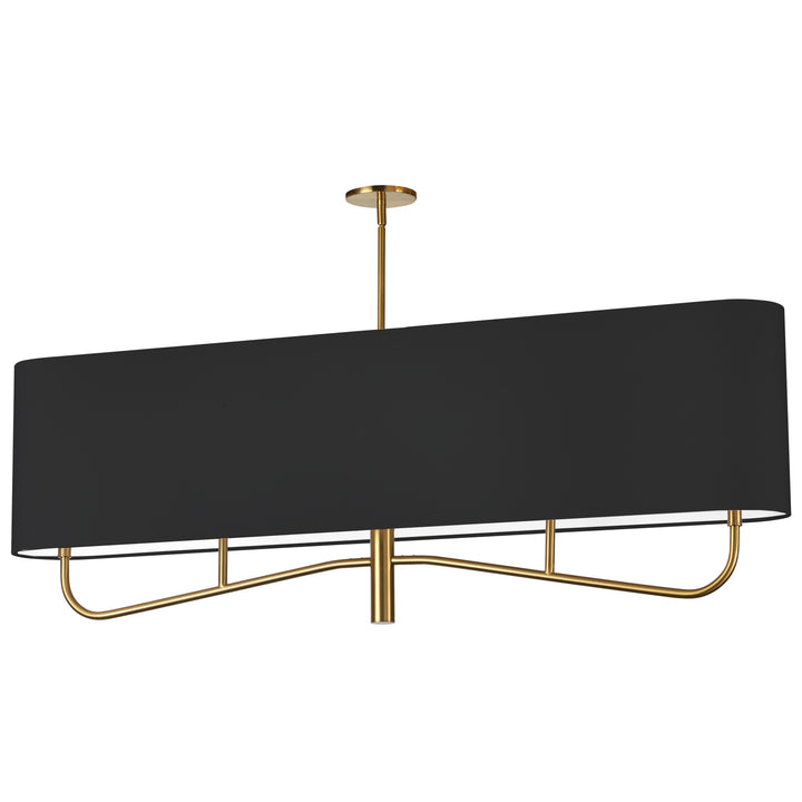 Dainolite 4 Light Incandescent Horizontal Chandelier Aged Brass with Black Shade