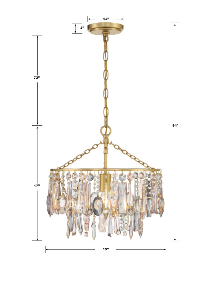 Crystorama Elsa 1 Light Antique Gold Pendant