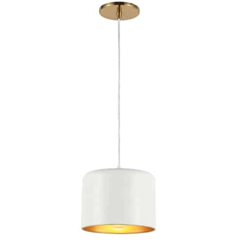 Dainolite 1 Light Incandescent Pendant, Aged Brass w/ Matte Black &Gold Shade