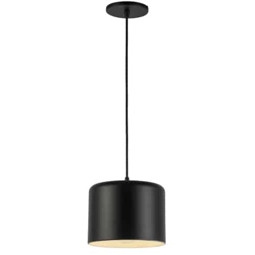 Dainolite 1 Light Incandescent Pendant, Aged Brass w/ Matte Black &Gold Shade