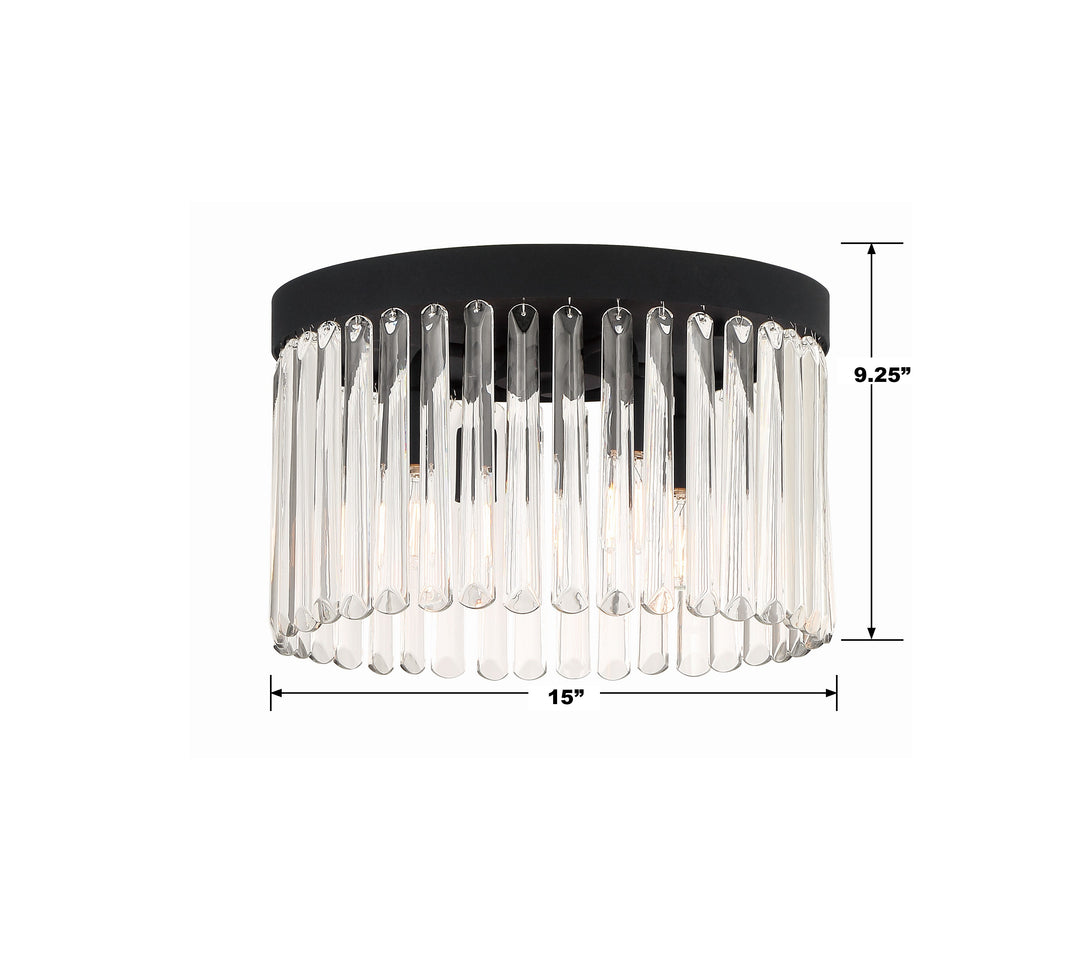 Crystorama Emory 4 Light Black Forged Flush Mount