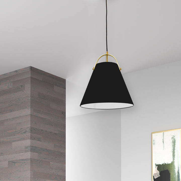 Dainolite 1 Light Emperor Pendant Aged Brass with Black Shade